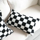Light luxury plush black & white striped pillow cover living room