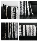 Light luxury plush black & white striped pillow cover living room