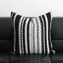 Light luxury plush black & white striped pillow cover living room