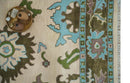 Light Peach, Green and Aqua Hand knotted Traditional Oushak 9x12 wool Area Rug