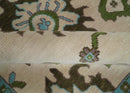 Light Peach, Green and Aqua Hand knotted Traditional Oushak 9x12 wool Area Rug