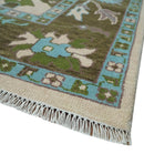 Light Peach, Green and Aqua Hand knotted Traditional Oushak 9x12 wool Area Rug