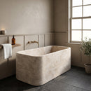 Light Travertine Rectangular Bathtub - 32"x60"x22" - Honed (Partially Filled)