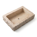 Light Travertine Rectangular Wall Mount Sink - 20"x30"x8" - Honed / Split-Face