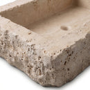 Light Travertine Rectangular Wall Mount Sink - 20"x30"x8" - Honed / Split-Face