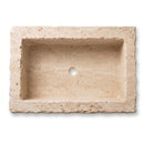 Light Travertine Rectangular Wall Mount Sink - 20"x30"x8" - Honed / Split-Face