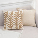 Linen embroidery leaves cushion cover cream & beige living room