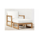 Linen White Pouf With Hornbeam Legs - (W)27.5" (L)13.7" (H)15.7"