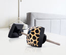 Mascot Hardware Stone Pattern Pyramid 1-3/8 in. Black on Distressed Yellow Cabinet Knob