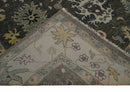 Custom Made Hand Knotted Dark Gray and Beige Traditional Wool Rug