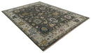 Custom Made Hand Knotted Dark Gray and Beige Traditional Wool Rug