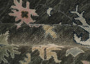 Custom Made Hand Knotted Dark Gray and Beige Traditional Wool Rug