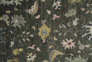 Custom Made Hand Knotted Dark Gray and Beige Traditional Wool Rug