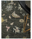 Custom Made Hand Knotted Dark Gray and Beige Traditional Wool Rug