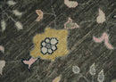 Custom Made Hand Knotted Dark Gray and Beige Traditional Wool Rug