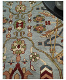 Custom Made Hand Knotted Silver, Olive and Ivory Traditional Oriental Oushak Wool Rug