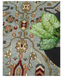 Custom Made Hand Knotted Silver, Olive and Ivory Traditional Oriental Oushak Wool Rug