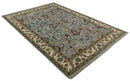 Custom Made Hand Knotted Silver, Olive and Ivory Traditional Oriental Oushak Wool Rug