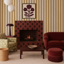 Riviera Stripe Wallpaper, off-white and mustard yellow
