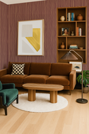 Dolce Stripe Wallpaper, peach and eggplant