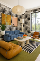 Palm Deco Wallpaper, black and neutral