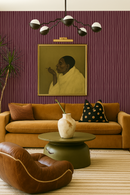 Dolce Stripe Wallpaper, eggplant and mauve