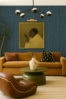Dolce Stripe Wallpaper, navy and light blue