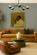 Dolce Stripe Wallpaper, off-white and dusty blue
