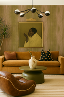 Dolce Stripe Wallpaper, peach and chartreuse