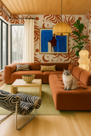 Lunar Leaf Wallpaper, beige and rust