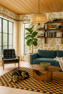 Abstract Animales Wallpaper, white and yellow