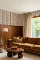 Daisy Chain Stripe Wallpaper, beige and brown