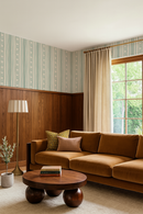 Daisy Chain Stripe Wallpaper, beige and mint
