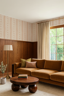 Daisy Chain Stripe Wallpaper, beige and peach