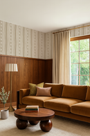 Daisy Chain Stripe Wallpaper, beige and tan