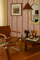 Daisy Chain Stripe Wallpaper, beige and brick red