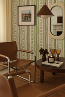 Daisy Chain Stripe Wallpaper, beige and green