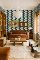 Ziggy Stripe Wallpaper, white and blue
