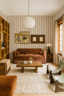 Ziggy Stripe Wallpaper, white and tan