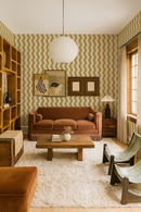 Ziggy Stripe Wallpaper, white and yellow