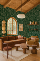 Deco Tile Wallpaper, green and white