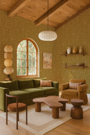 Deco Tile Wallpaper, mustard and peach