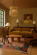 Deco Tile Wallpaper, mustard and peach