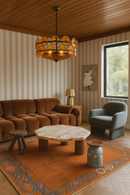 Riviera Stripe Wallpaper, off-white and tan