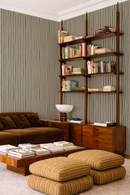 Dolce Stripe Wallpaper, olive green and tan