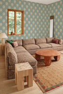 King Protea Wallpaper, light blue and apricot