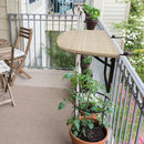 Tan Wicker Foldable Patio Balcony Table with Adjustable Clamps