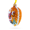 Santa With Lantern Glass Christmas Ornament 4 Inches