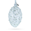 Silver Branches Glass Egg Christmas Ornament 4 Inches