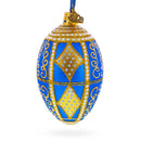 Golden Rhombus Glass Egg Christmas Ornament 4 Inches